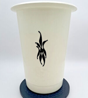 White 1970's Mid Century Modern Trash Bin Loma Industries